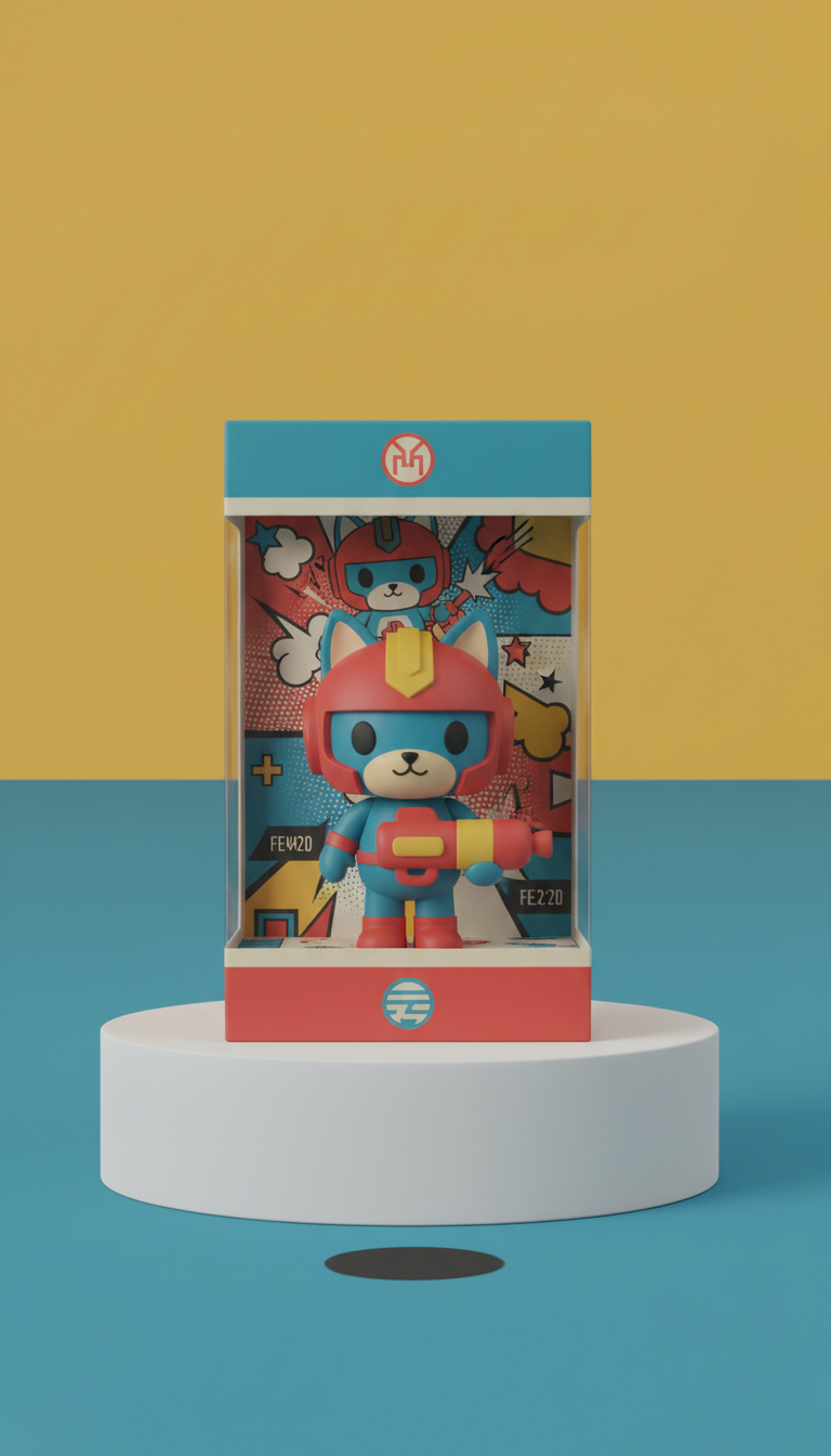 Limited-Run Vinyl Mascot Figure Retro Box Art